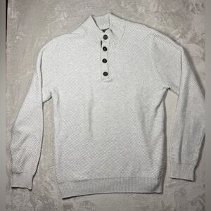 Even Tide Men’s Cashmere Cotton Blend Pullover Henley Quarter Buttoned Sweater L